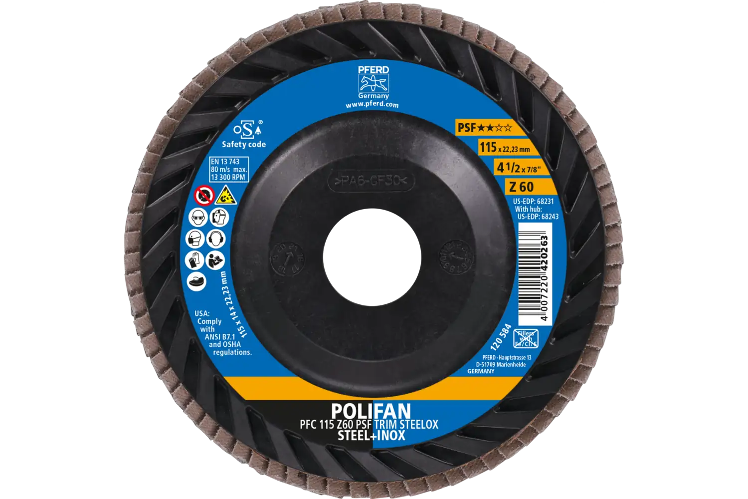 Disc lamelar frontal (POLIFAN) PFC 115 Z 60 PSF TRIM STEELOX