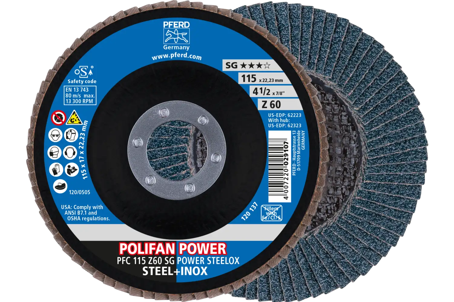 Disc lamelar frontal (POLIFAN) PFC 115 Z 60 SG POWER STEELOX