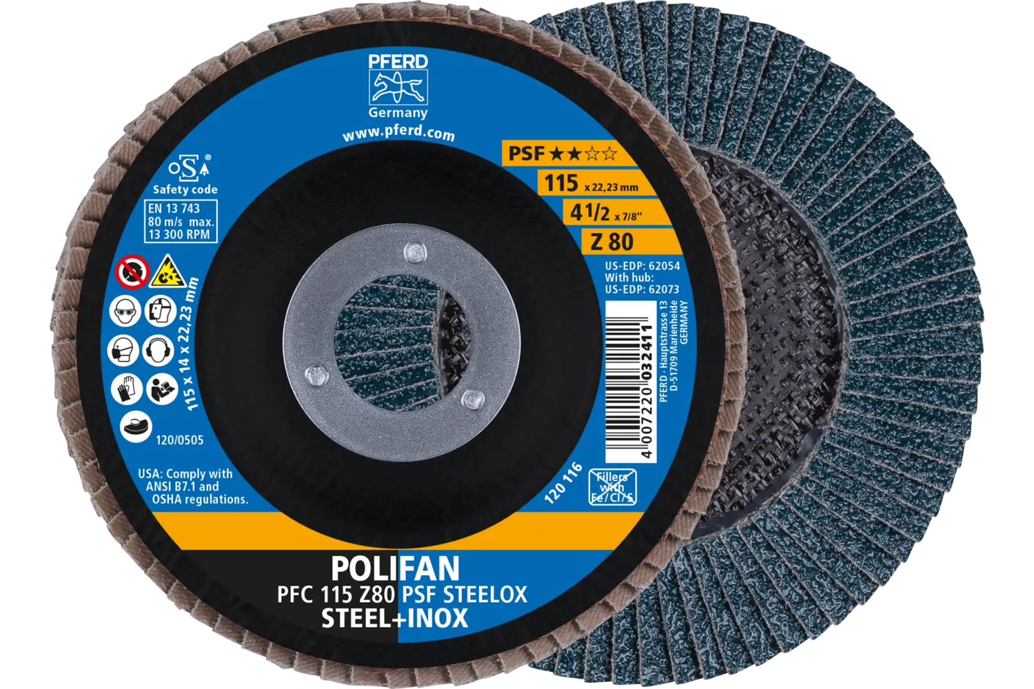 Disc lamelar frontal (POLIFAN) PFC 115 Z 80 PSF STEELOX