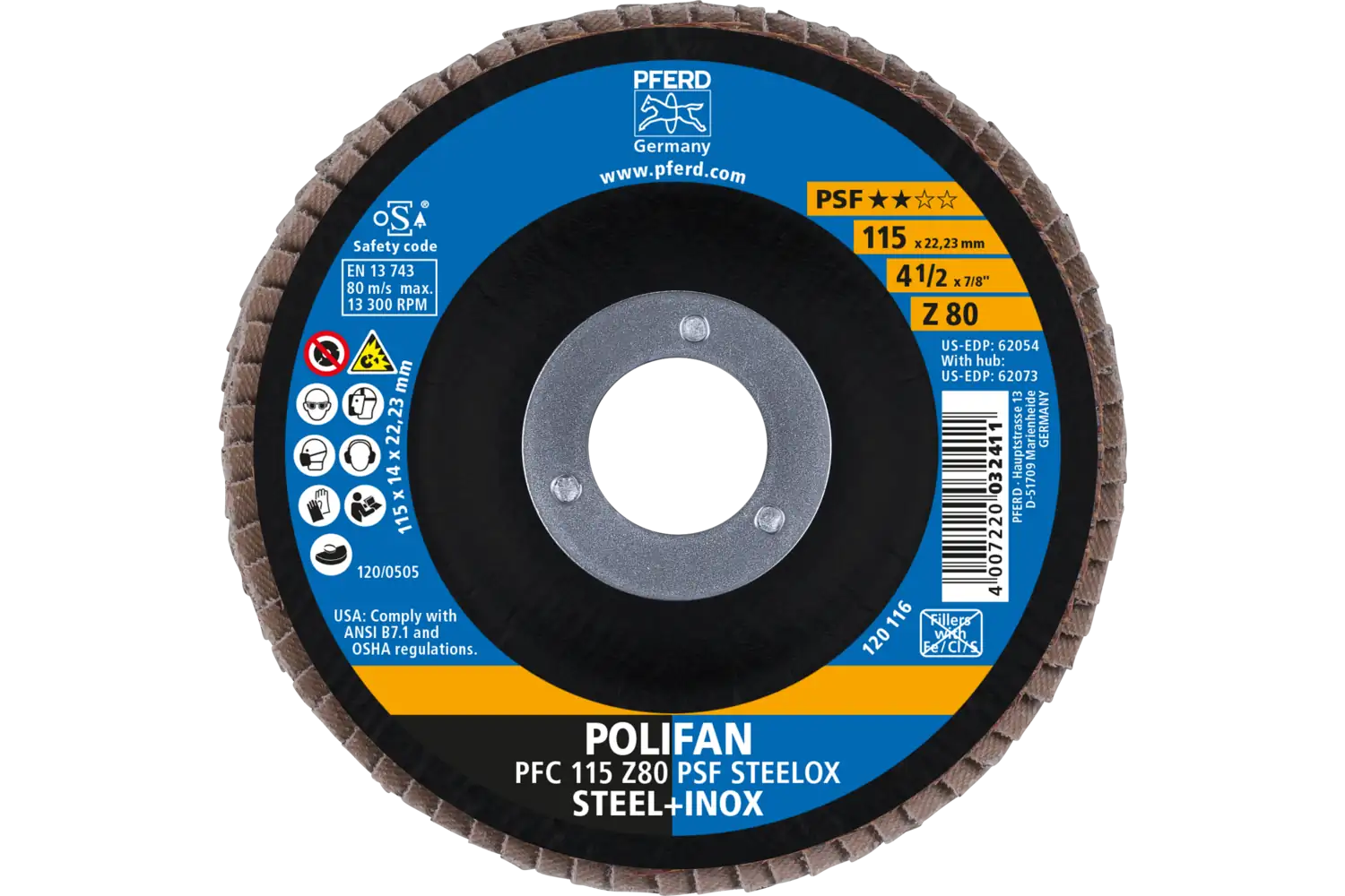 Disc lamelar frontal (POLIFAN) PFC 115 Z 80 PSF STEELOX