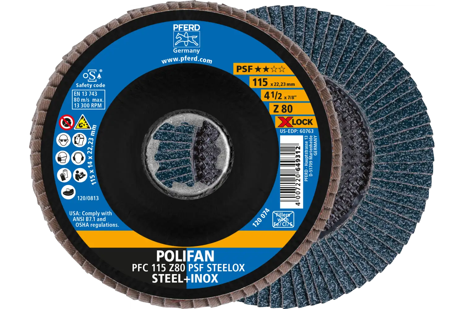 Disc lamelar frontal (POLIFAN) PFC 115 Z 80 PSF STEELOX/X-LOCK