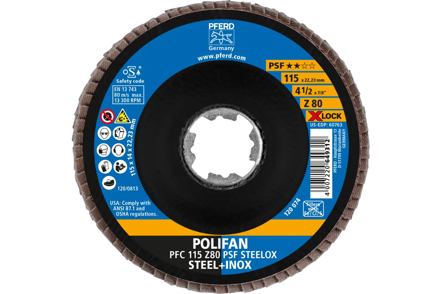 Disc lamelar frontal (POLIFAN) PFC 115 Z 80 PSF STEELOX/X-LOCK