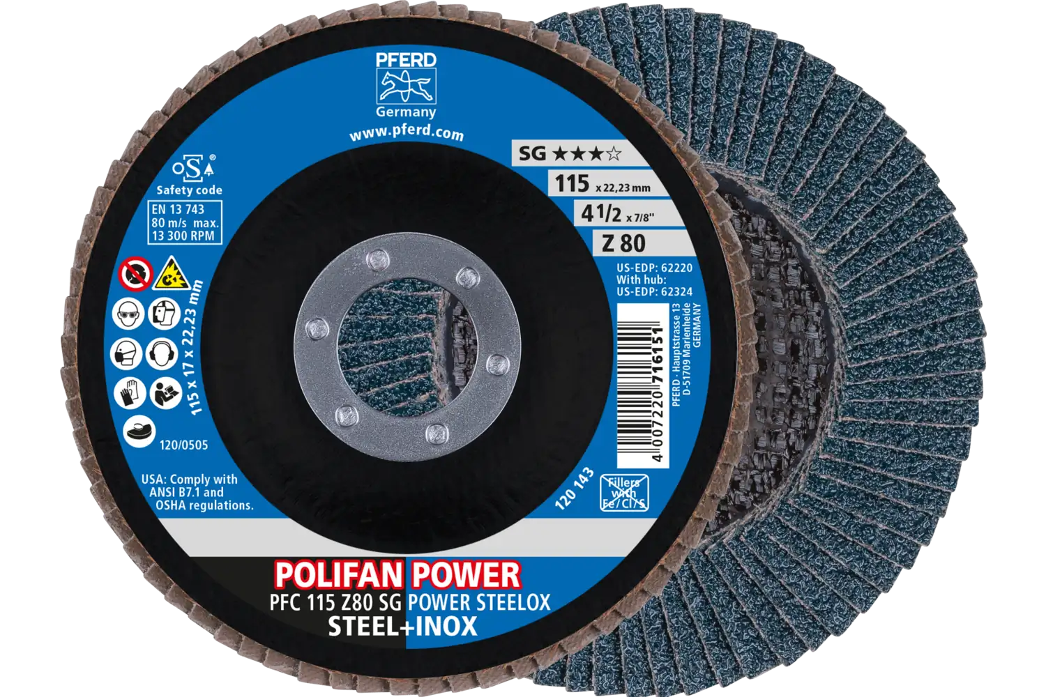Disc lamelar frontal (POLIFAN) PFC 115 Z 80 SG POWER STEELOX