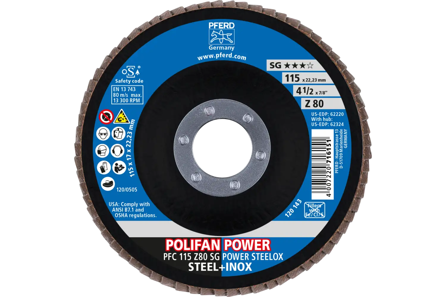 Disc lamelar frontal (POLIFAN) PFC 115 Z 80 SG POWER STEELOX