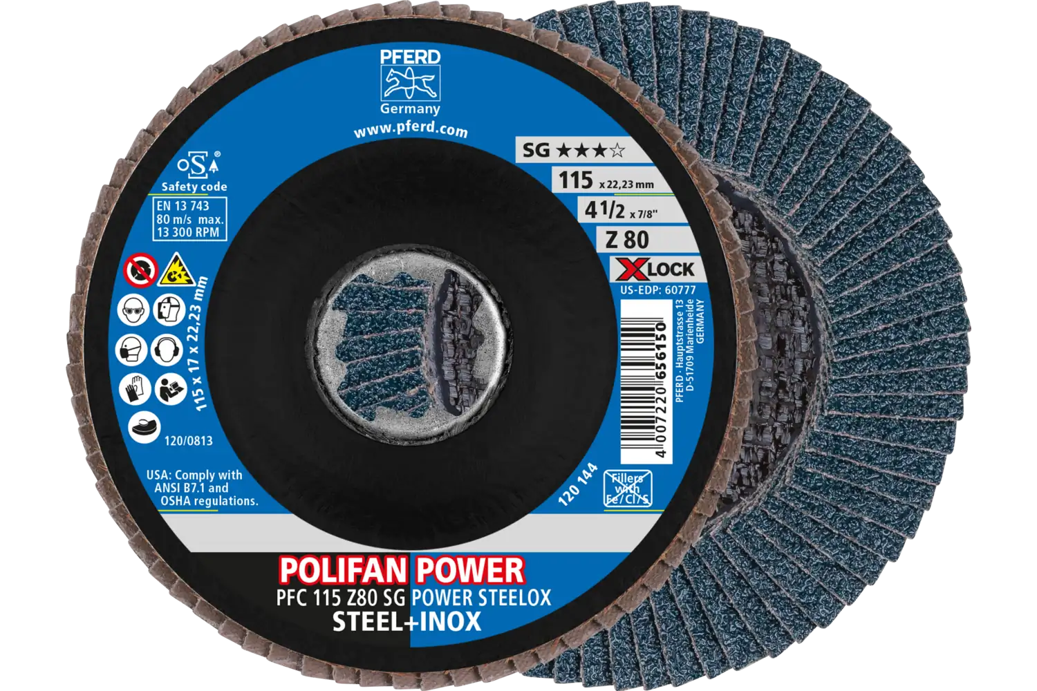 Disc lamelar frontal (POLIFAN) PFC 115 Z 80 SG POWER STEELOX/X-LOCK
