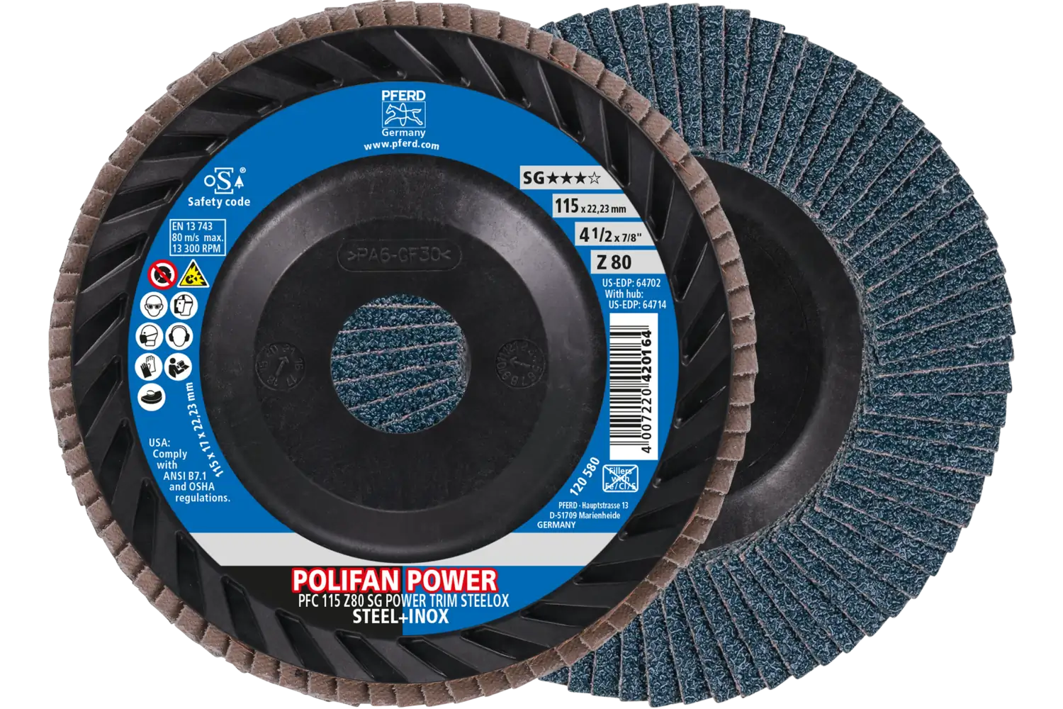 Disc lamelar frontal (POLIFAN) PFC 115 Z 80 SG POWER TRIM STEELOX