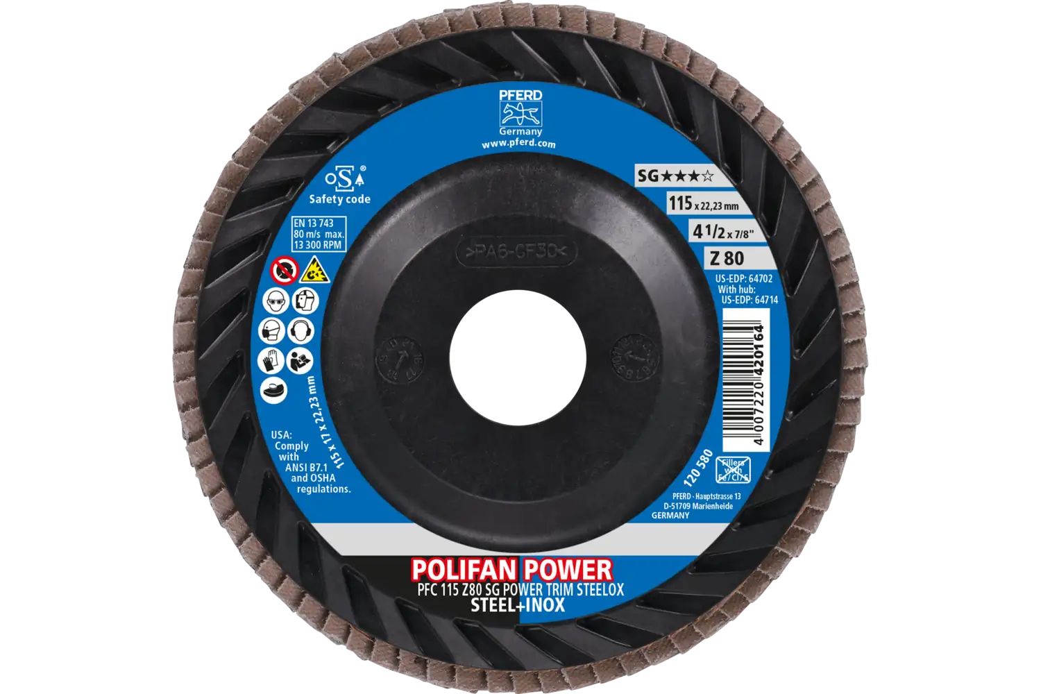 Disc lamelar frontal (POLIFAN) PFC 115 Z 80 SG POWER TRIM STEELOX