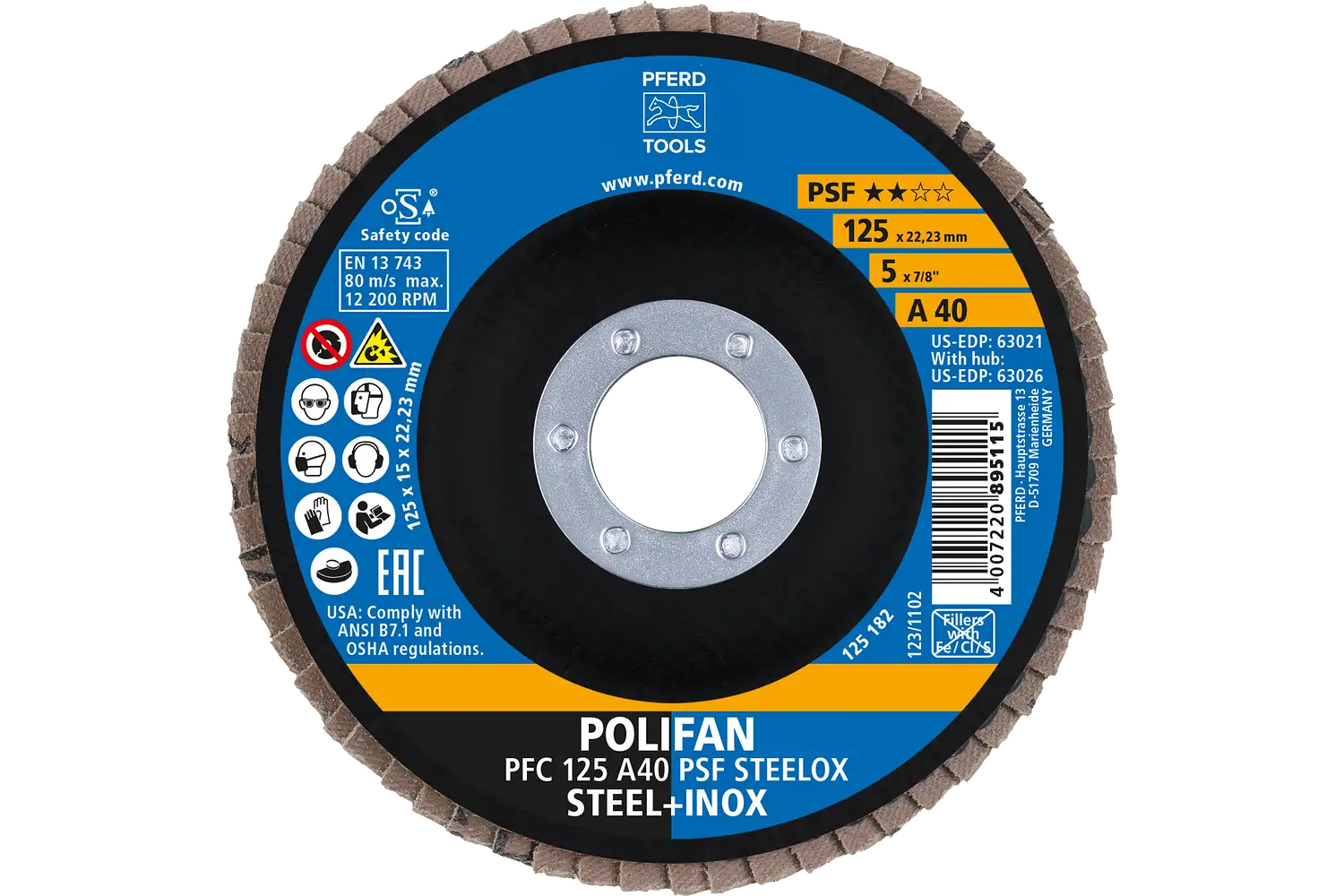 Disc lamelar frontal (POLIFAN) PFC 125 A 40 PSF STEELOX