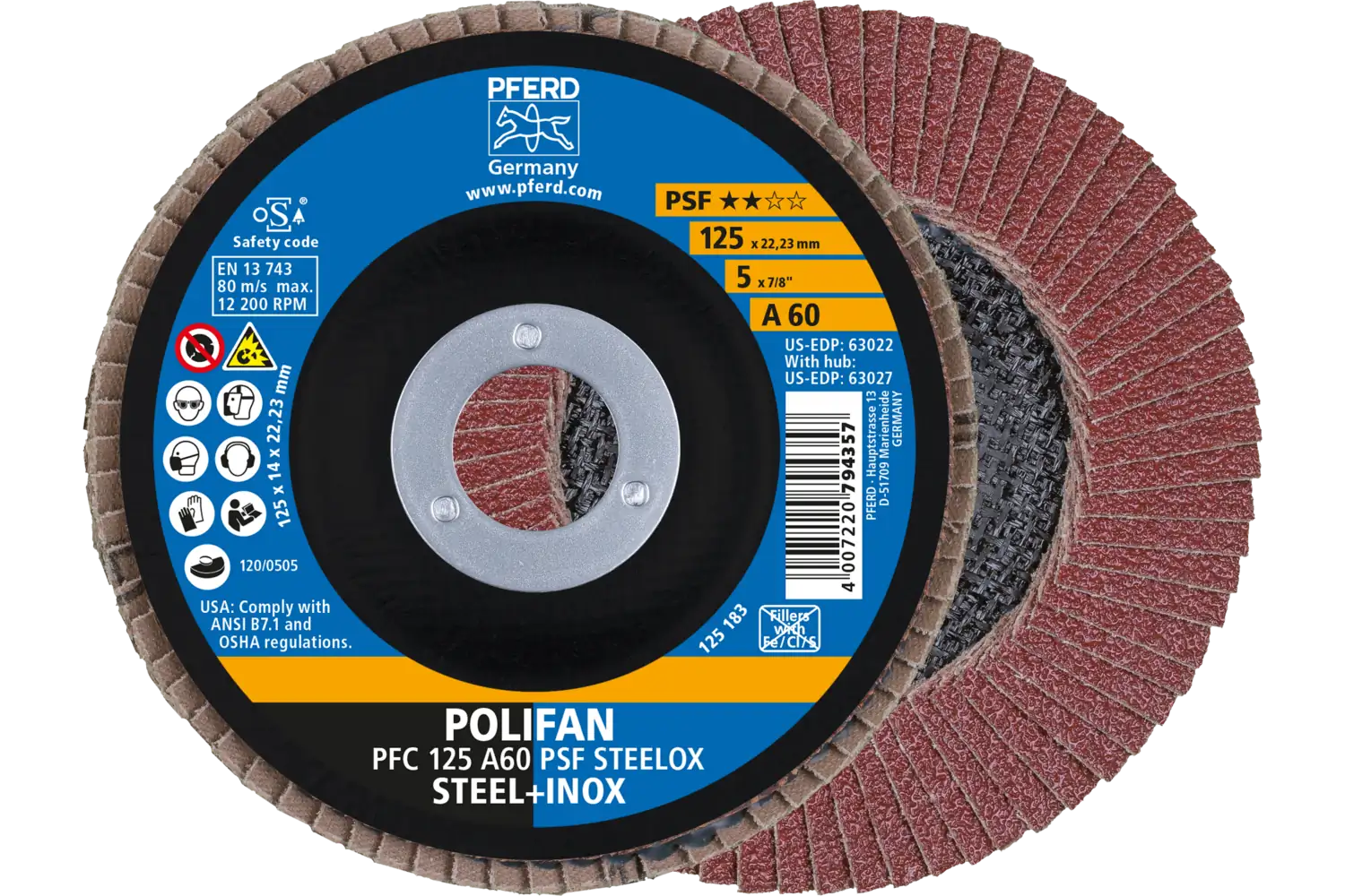 Disc lamelar frontal (POLIFAN) PFC 125 A 60 PSF STEELOX