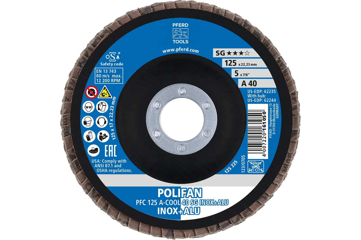 Disc lamelar frontal (POLIFAN) PFC 125 A-COOL 40 SG INOX+ALU