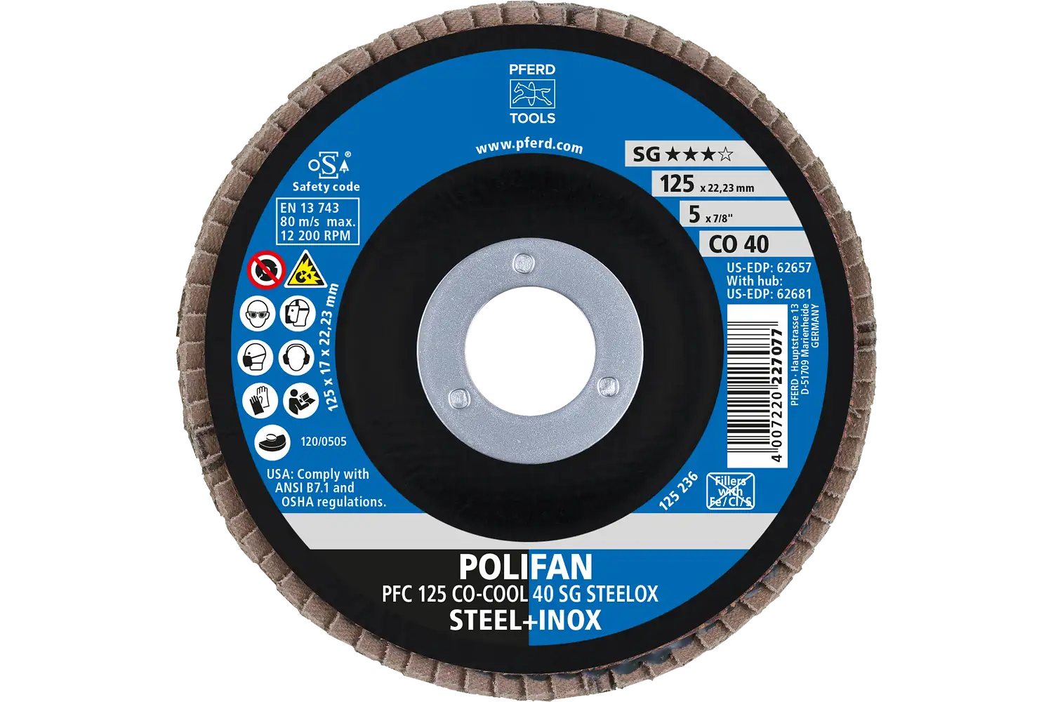 Disc lamelar frontal (POLIFAN) PFC 125 CO-COOL 40 SG STEELOX