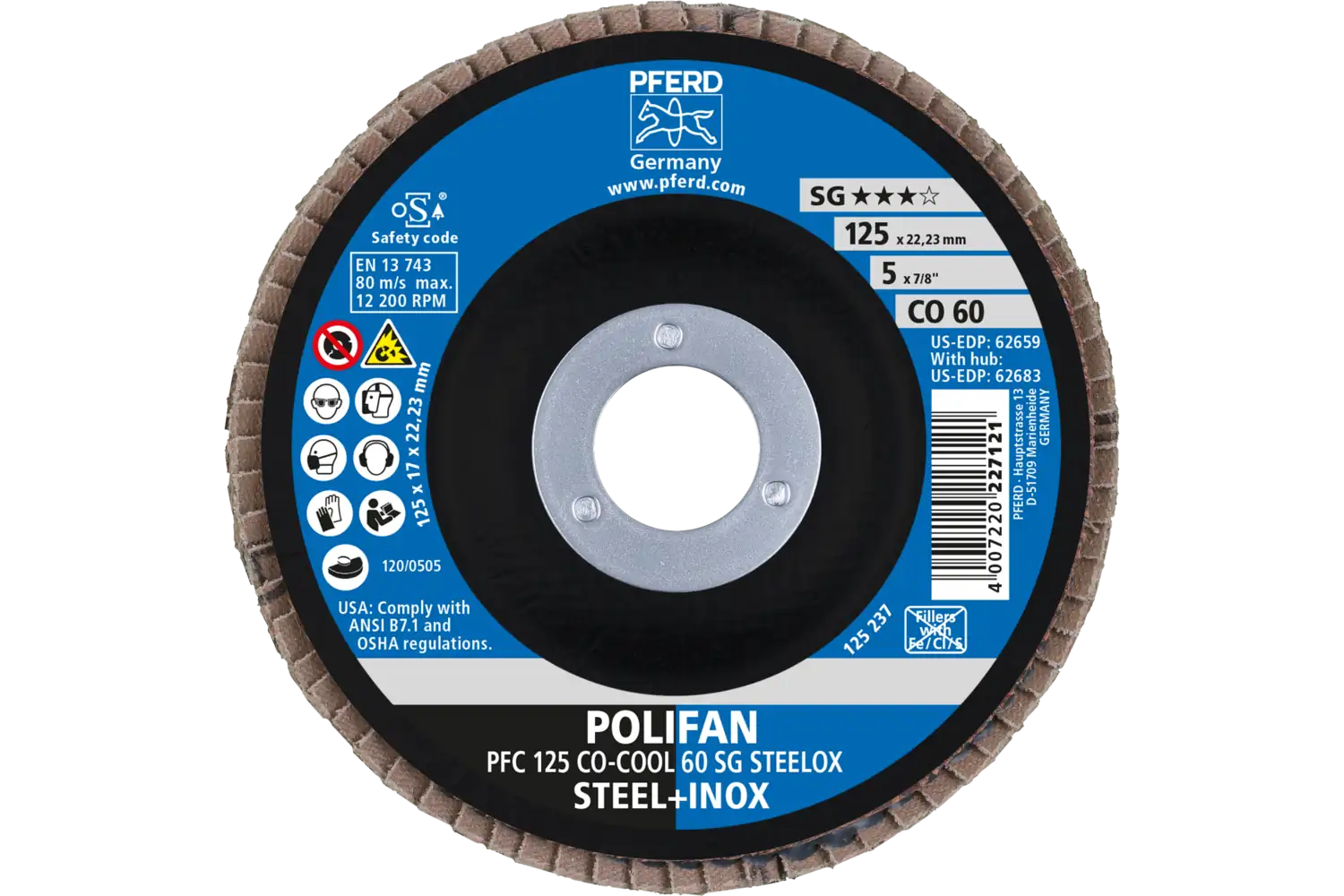 Disc lamelar frontal (POLIFAN) PFC 125 CO-COOL 60 SG STEELOX