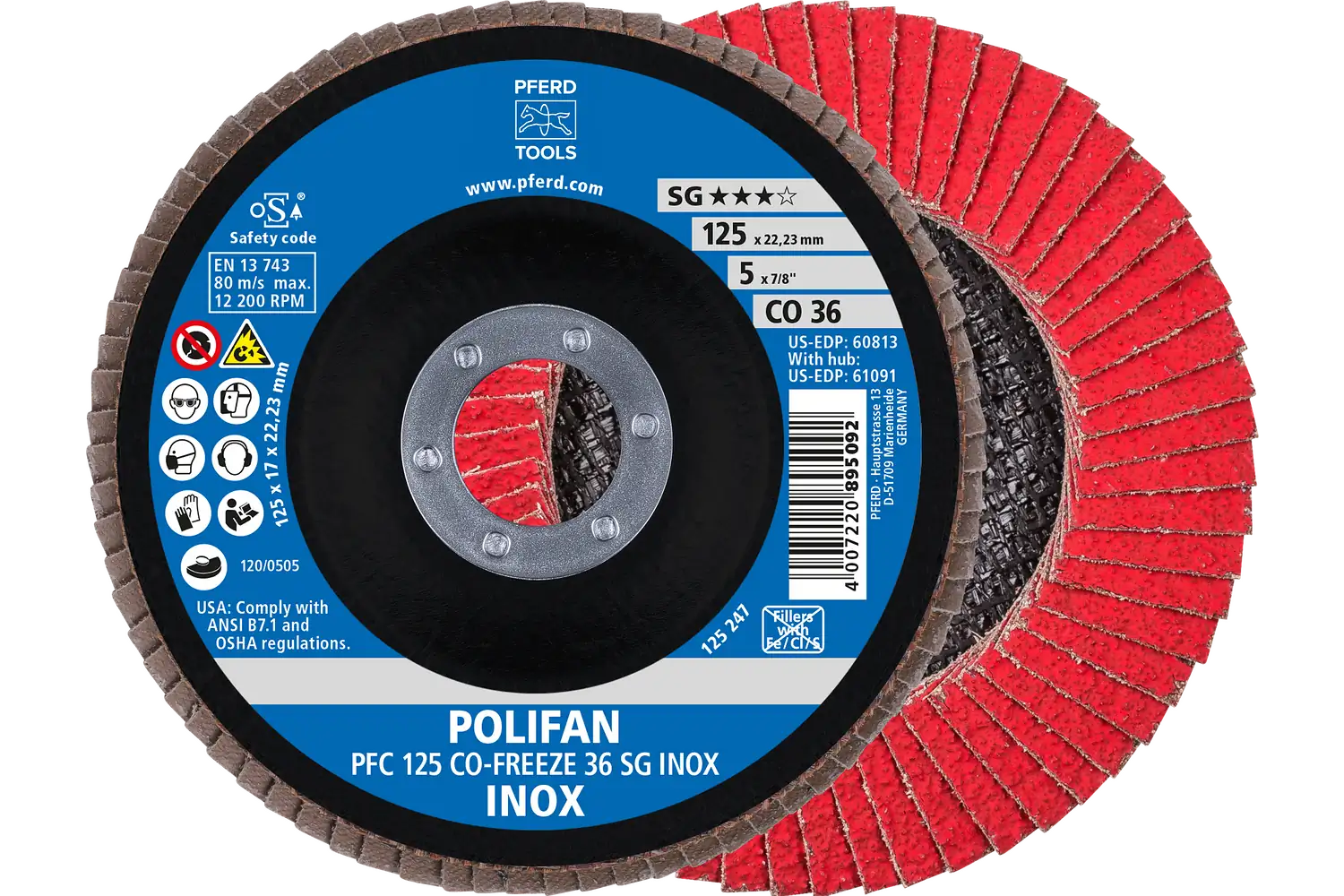 Disc lamelar frontal (POLIFAN) PFC 125 CO-FREEZE 36 SG INOX