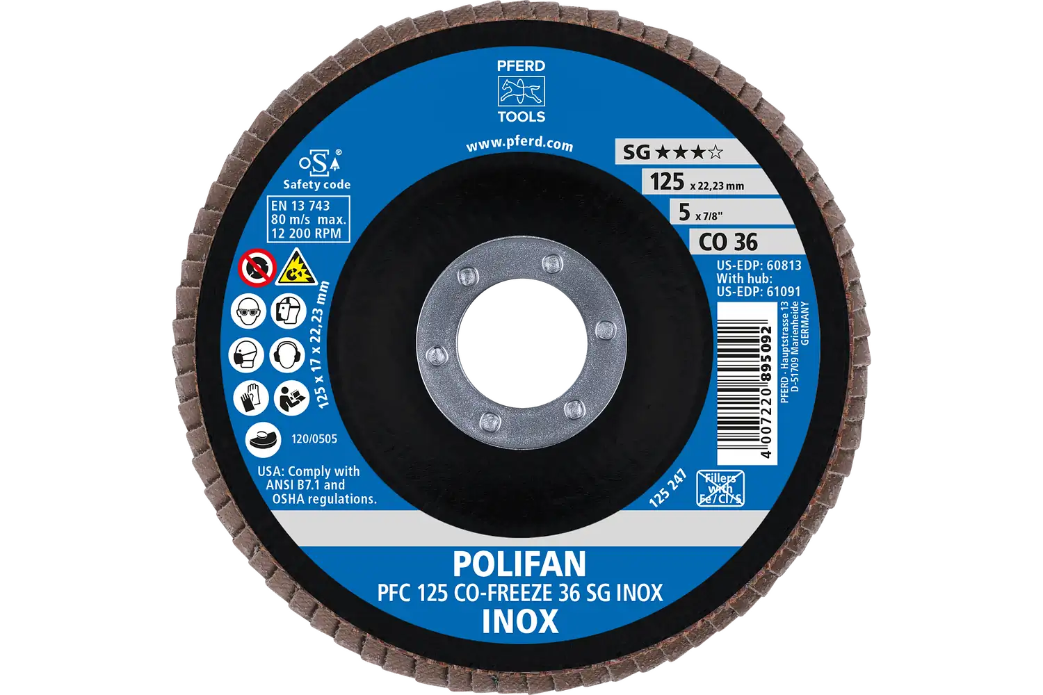 Disc lamelar frontal (POLIFAN) PFC 125 CO-FREEZE 36 SG INOX
