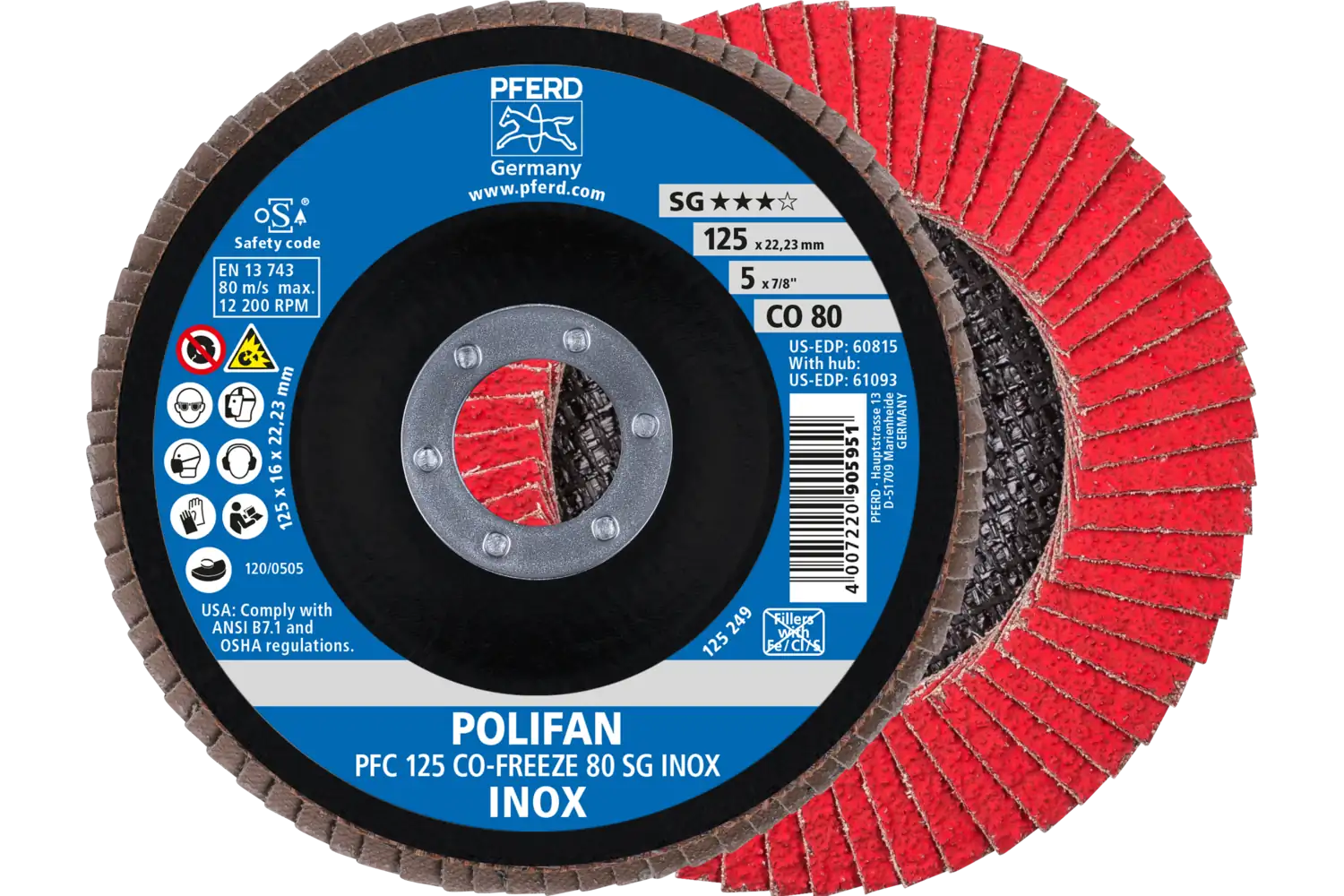 Disc lamelar frontal (POLIFAN) PFC 125 CO-FREEZE 80 SG INOX