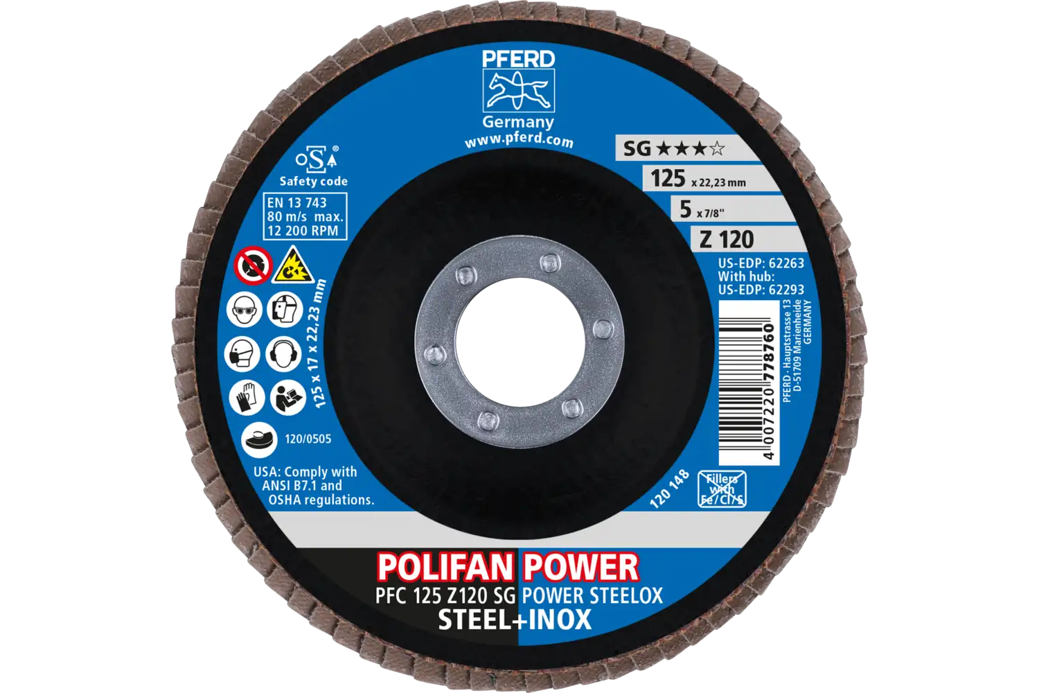 Disc lamelar frontal (POLIFAN) PFC 125 Z 120 SG POWER STEELOX