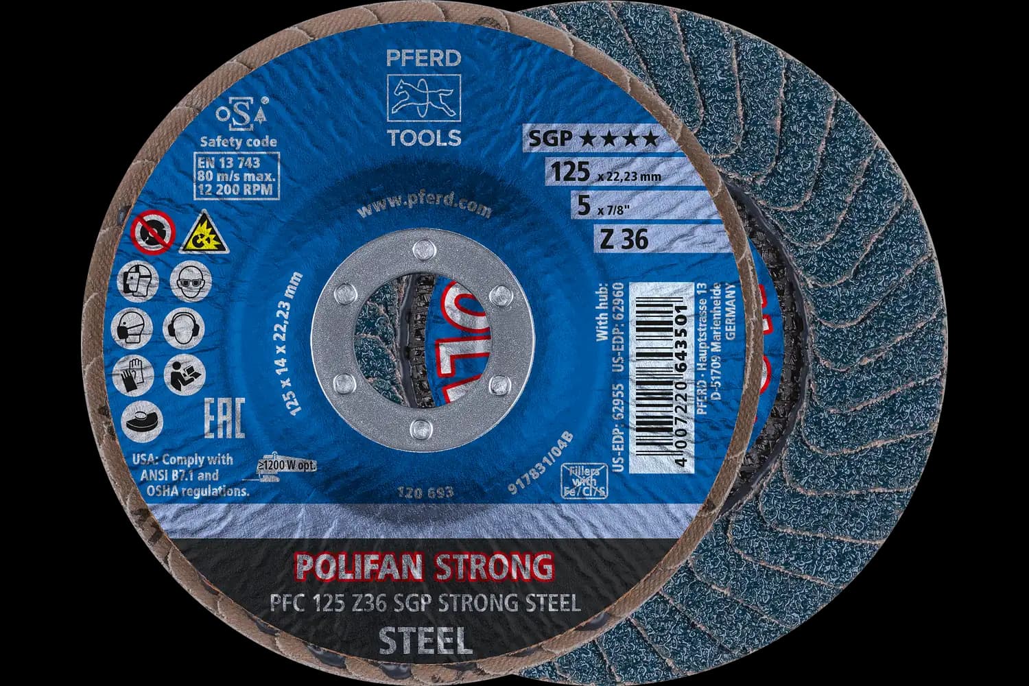 Disc lamelar frontal (POLIFAN) PFC 125 Z 36 SGP STRONG STEEL