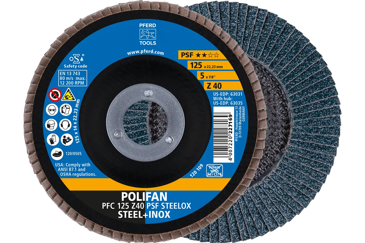 Disc lamelar frontal (POLIFAN) PFC 125 Z 40 PSF STEELOX