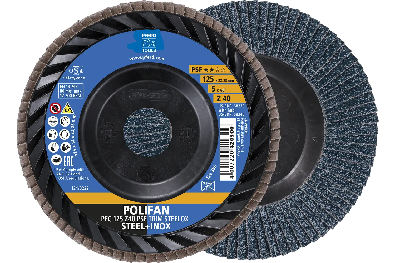 Disc lamelar frontal (POLIFAN) PFC 125 Z 40 PSF TRIM STEELOX