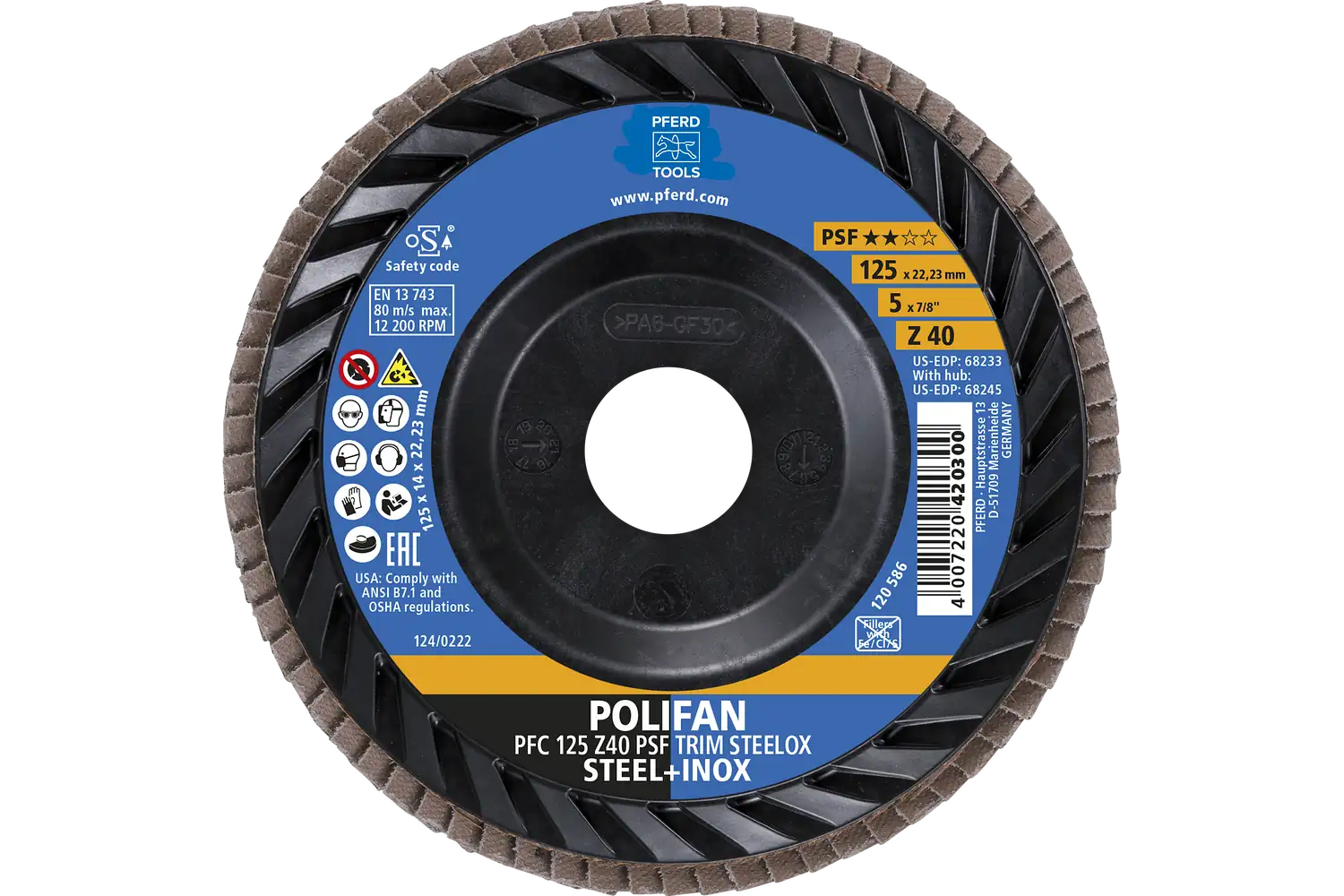 Disc lamelar frontal (POLIFAN) PFC 125 Z 40 PSF TRIM STEELOX