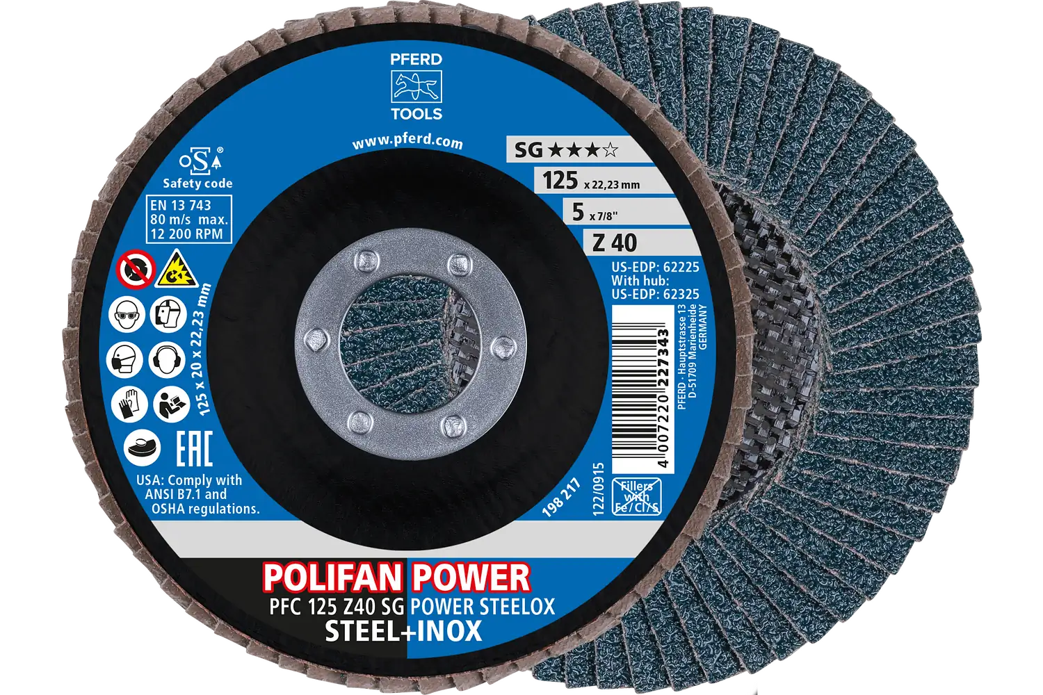 Disc lamelar frontal (POLIFAN) PFC 125 Z 40 SG POWER STEELOX