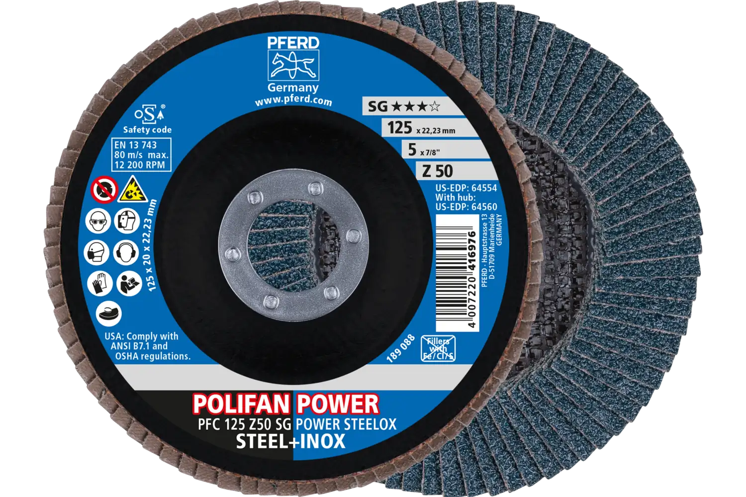 Disc lamelar frontal (POLIFAN) PFC 125 Z 50 SG POWER STEELOX