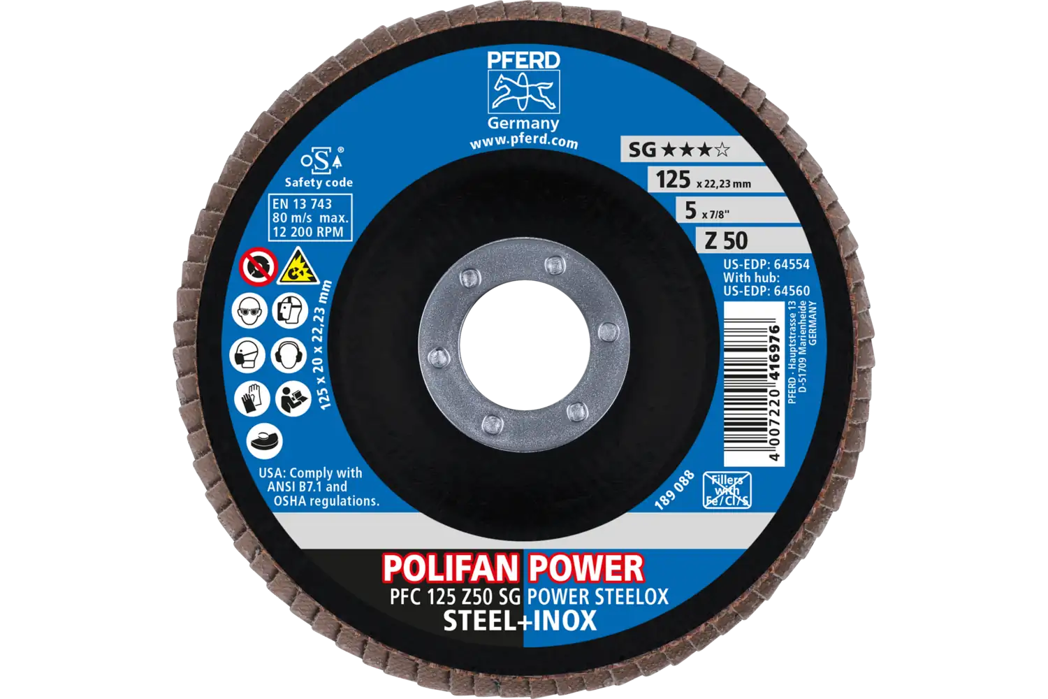 Disc lamelar frontal (POLIFAN) PFC 125 Z 50 SG POWER STEELOX
