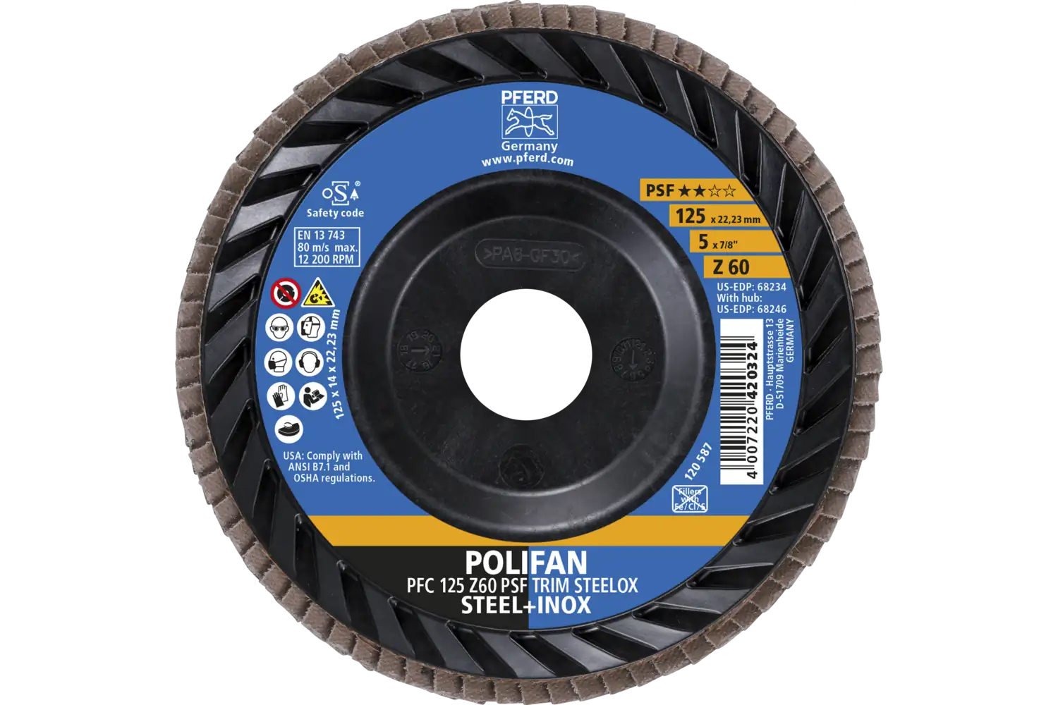 Disc lamelar frontal (POLIFAN) PFC 125 Z 60 PSF TRIM STEELOX