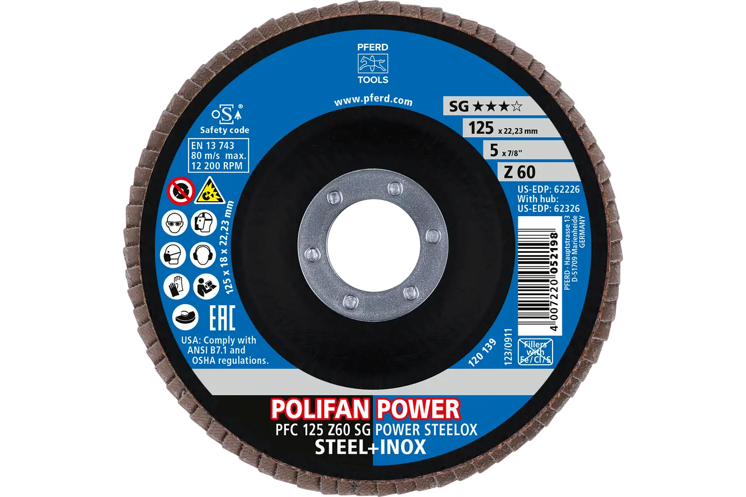 Disc lamelar frontal (POLIFAN) PFC 125 Z 60 SG POWER STEELOX