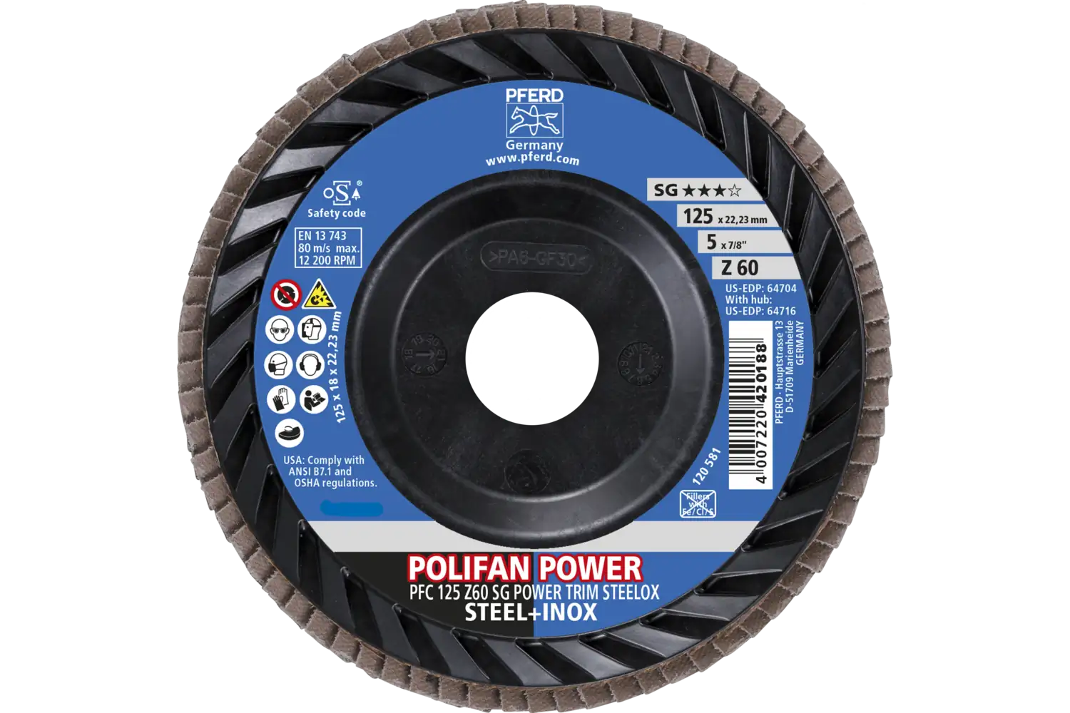 Disc lamelar frontal (POLIFAN) PFC 125 Z 60 SG POWER TRIM STEELOX