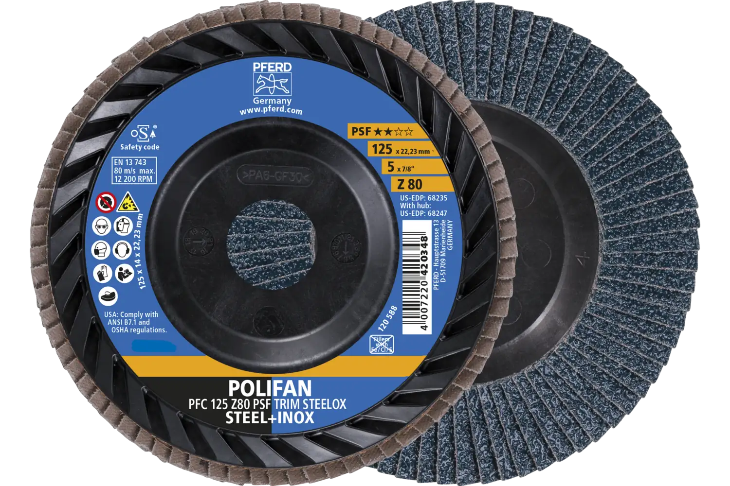 Disc lamelar frontal (POLIFAN) PFC 125 Z 80 PSF TRIM STEELOX