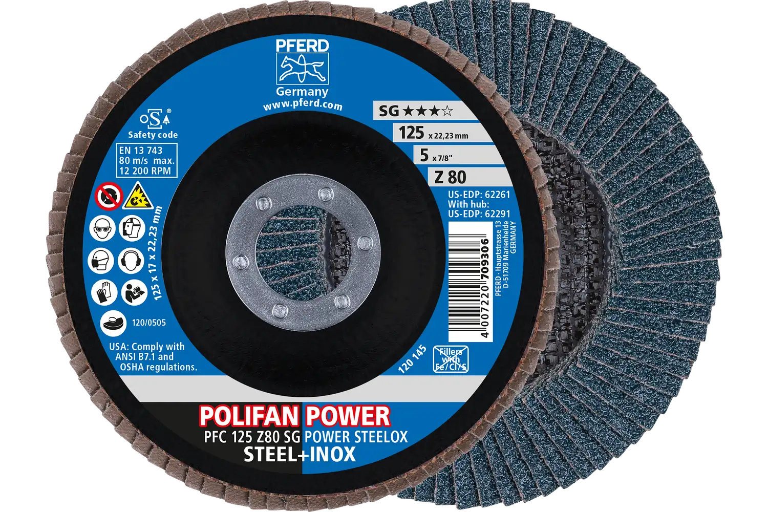 Disc lamelar frontal (POLIFAN) PFC 125 Z 80 SG POWER STEELOX