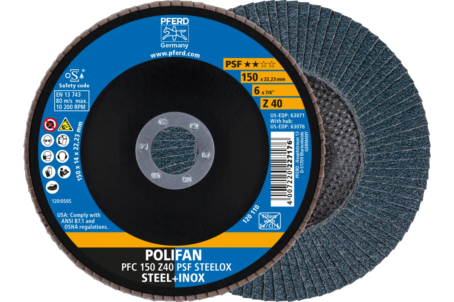 Disc lamelar frontal (POLIFAN) PFC 150 Z 40 PSF STEELOX