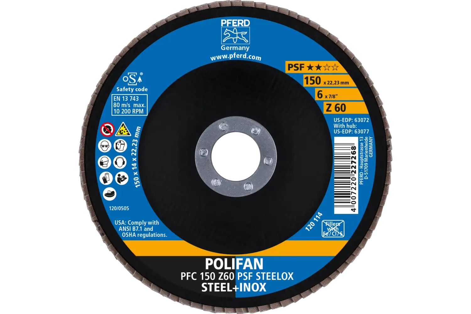 Disc lamelar frontal (POLIFAN) PFC 150 Z 60 PSF STEELOX