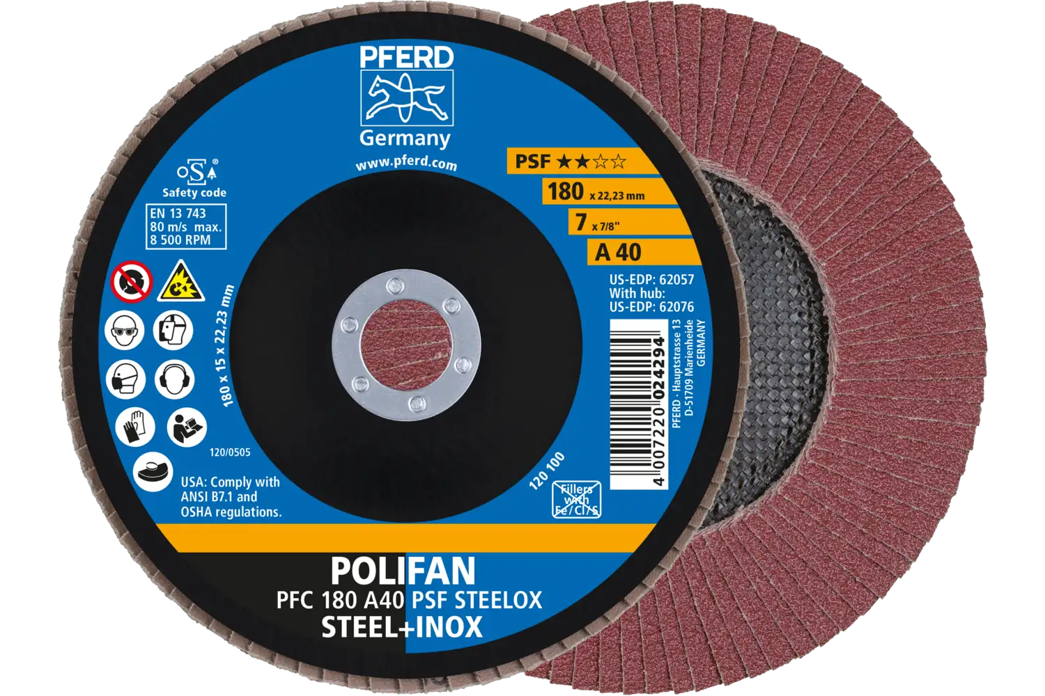 Disc lamelar frontal (POLIFAN) PFC 180 A 40 PSF STEELOX