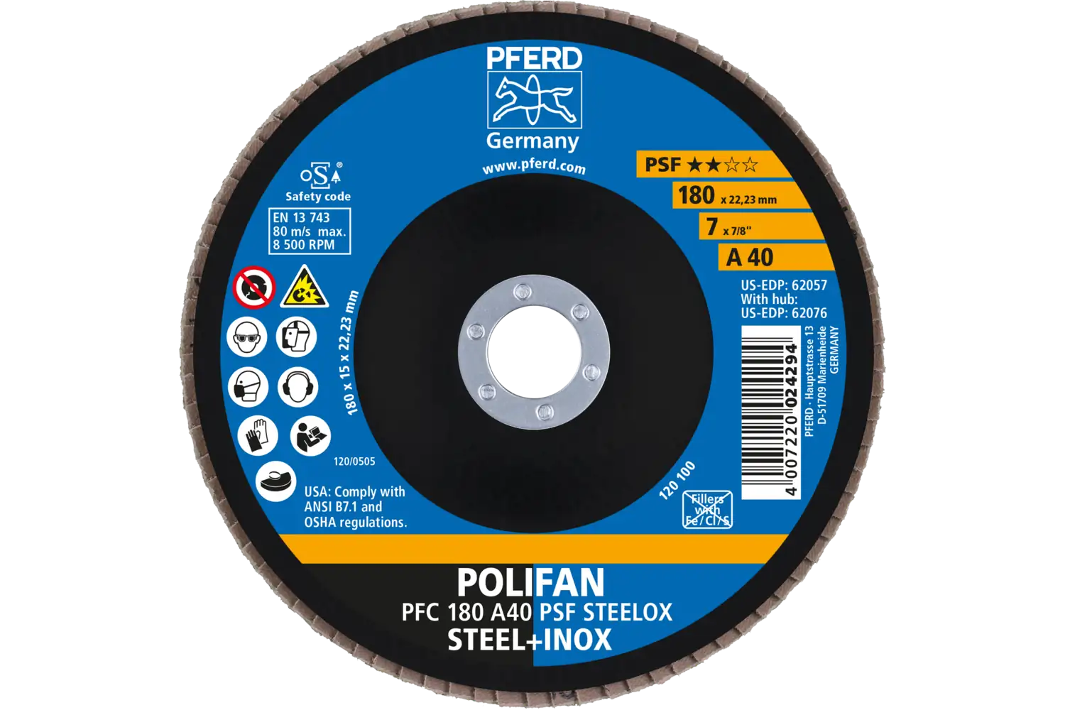 Disc lamelar frontal (POLIFAN) PFC 180 A 40 PSF STEELOX