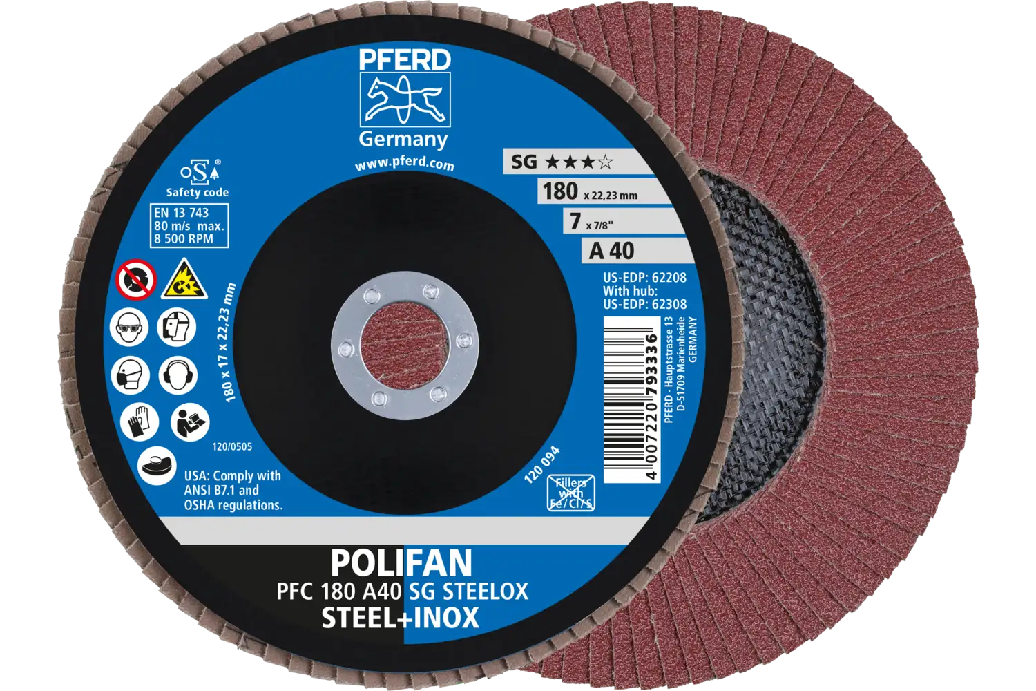 Disc lamelar frontal (POLIFAN) PFC 180 A 40 SG STEELOX