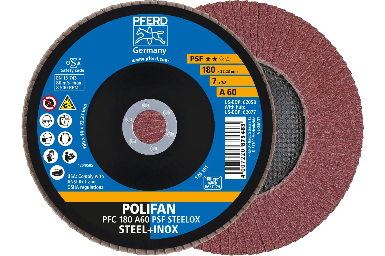 Disc lamelar frontal (POLIFAN) PFC 180 A 60 PSF STEELOX