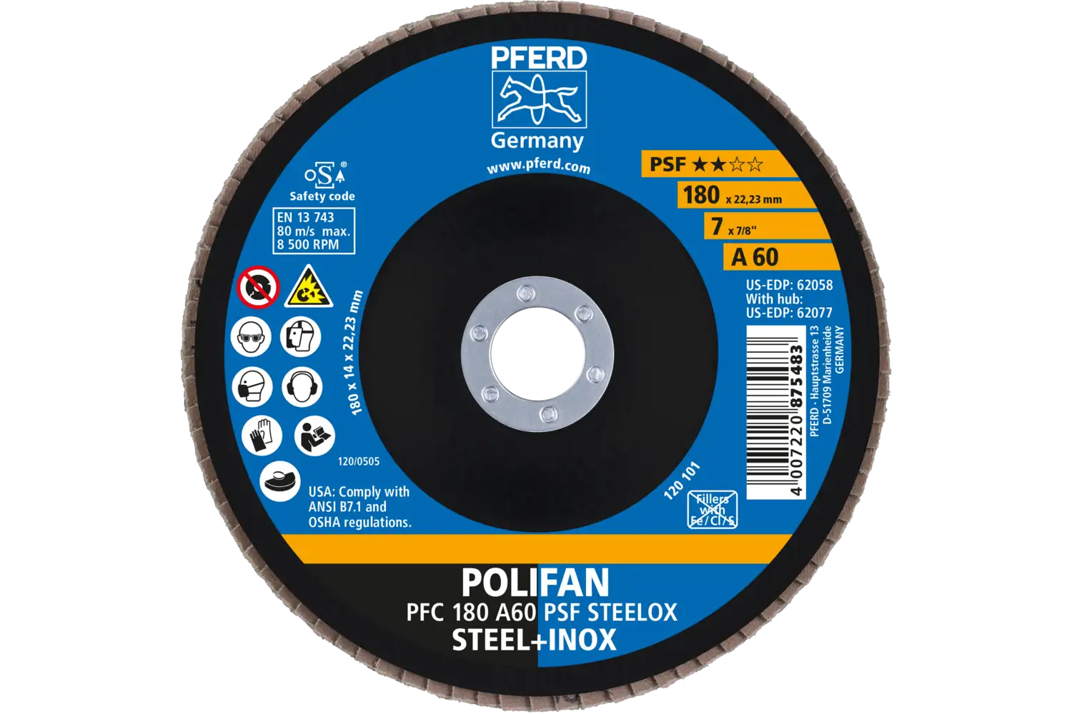 Disc lamelar frontal (POLIFAN) PFC 180 A 60 PSF STEELOX
