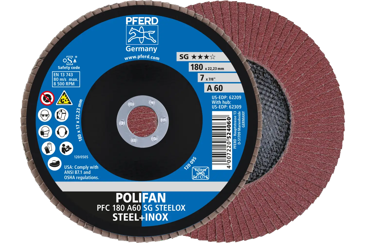 Disc lamelar frontal (POLIFAN) PFC 180 A 60 SG STEELOX