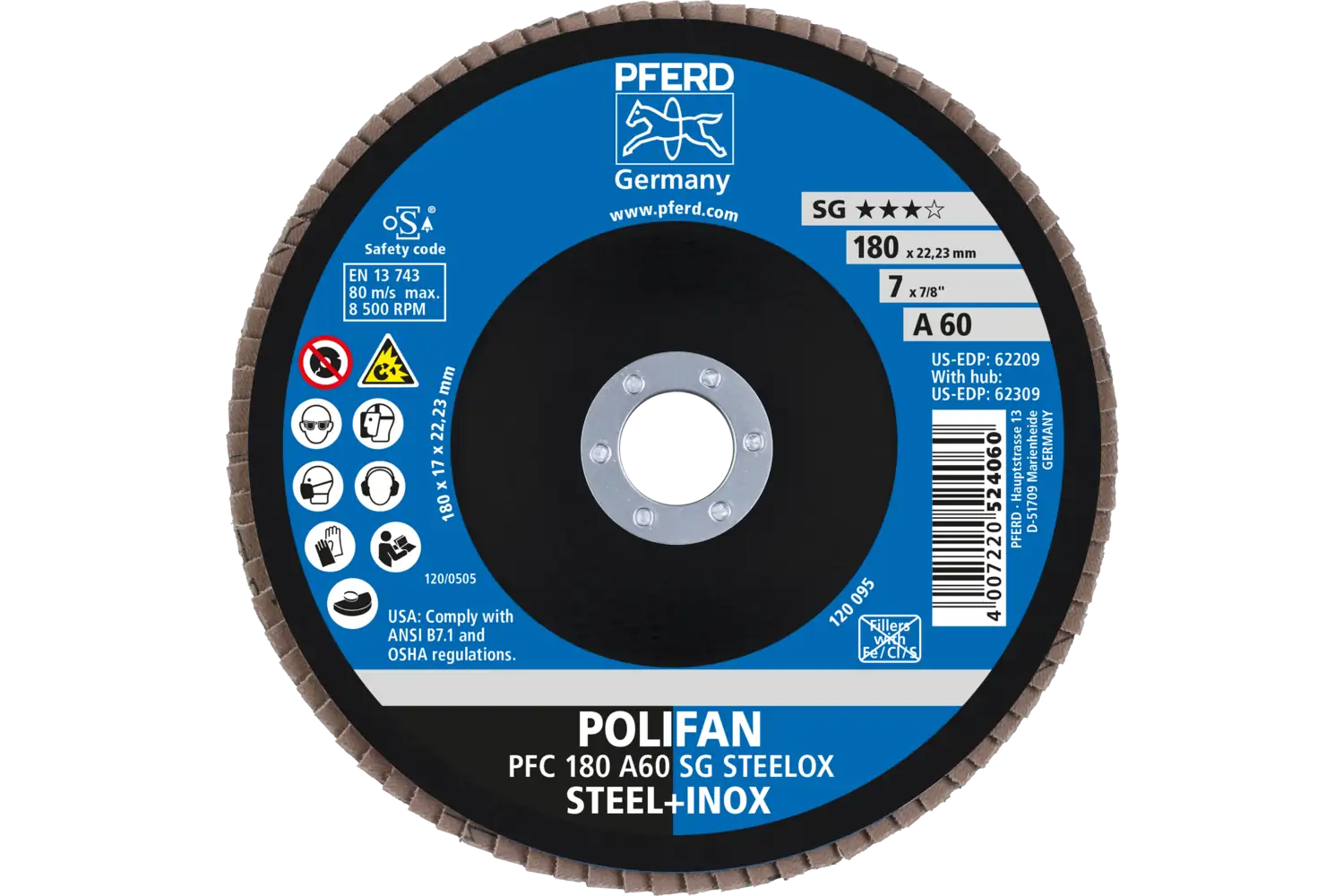 Disc lamelar frontal (POLIFAN) PFC 180 A 60 SG STEELOX