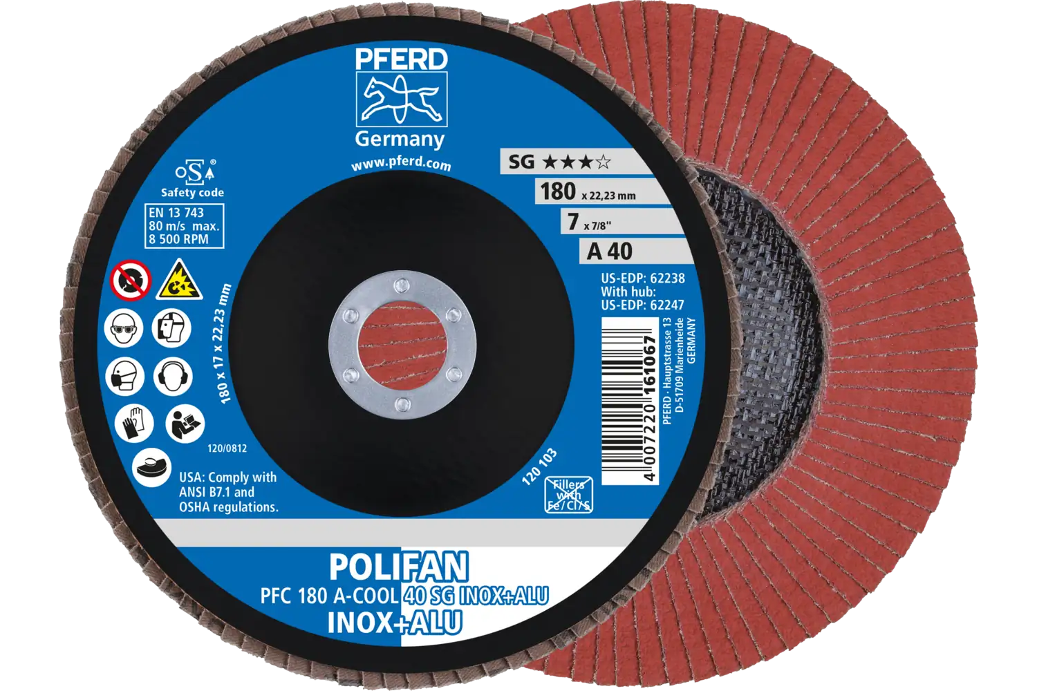 Disc lamelar frontal (POLIFAN) PFC 180 A-COOL 40 SG INOX+ALU
