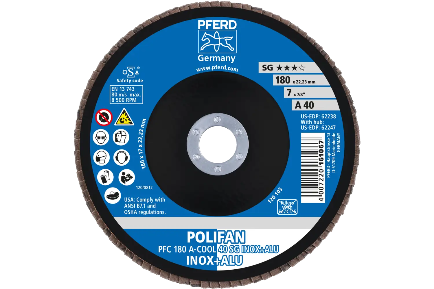 Disc lamelar frontal (POLIFAN) PFC 180 A-COOL 40 SG INOX+ALU