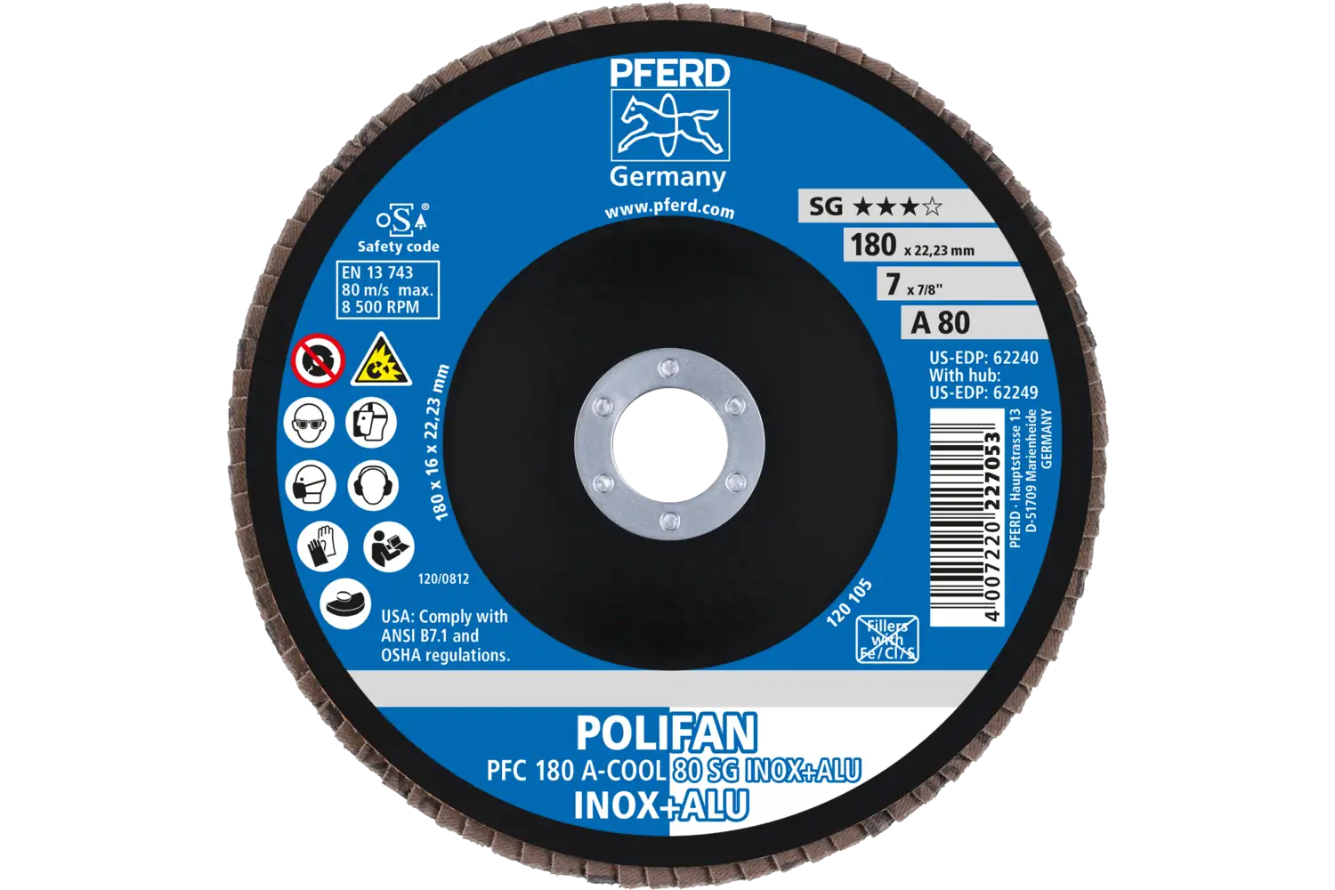 Disc lamelar frontal (POLIFAN) PFC 180 A-COOL 80 SG INOX+ALU