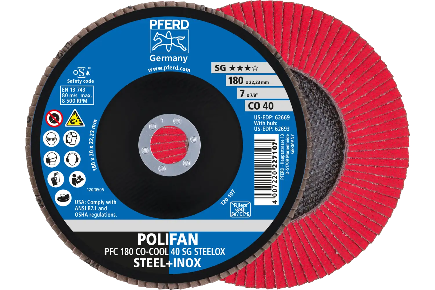 Disc lamelar frontal (POLIFAN) PFC 180 CO-COOL 40 SG STEELOX