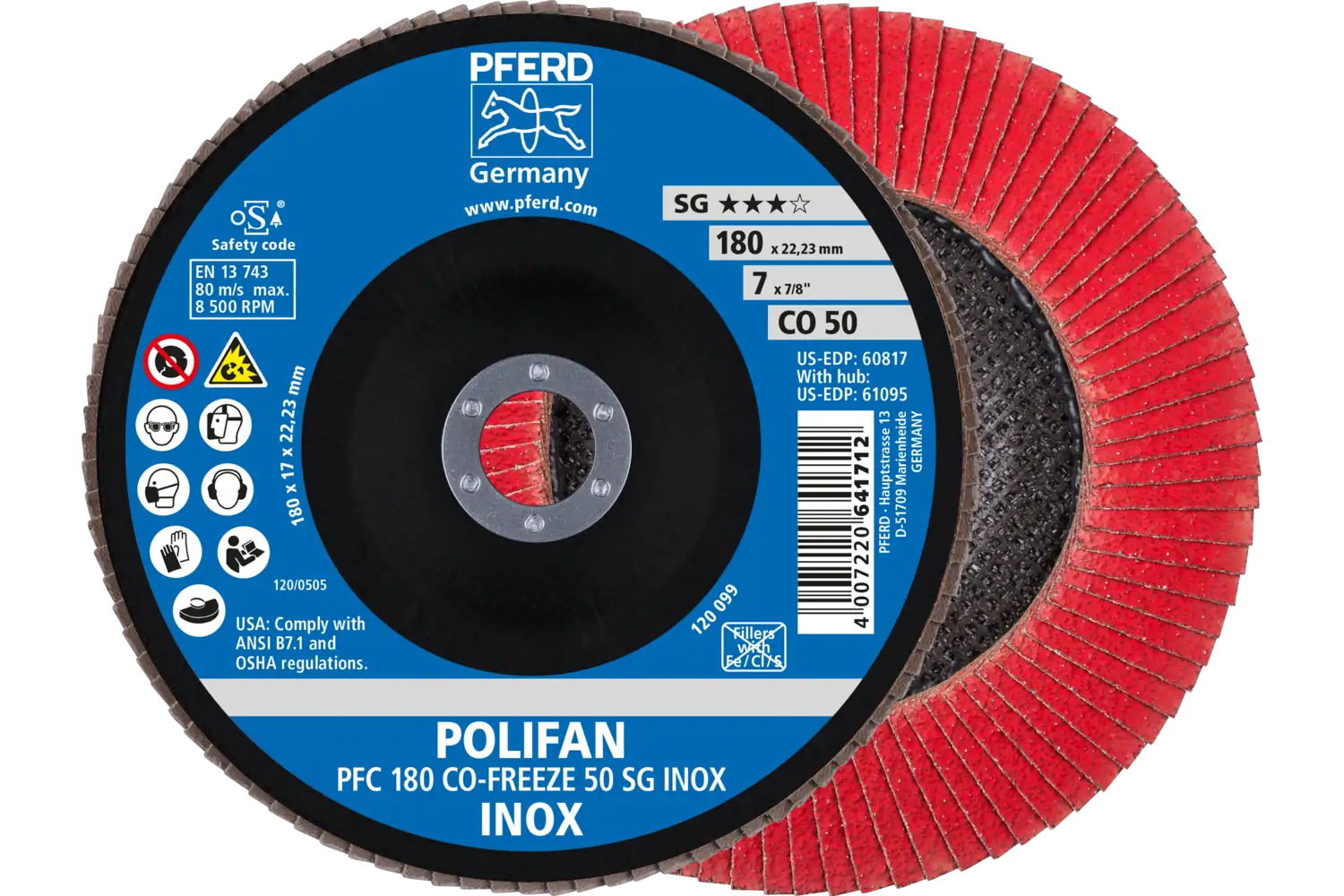 Disc lamelar frontal (POLIFAN) PFC 180 CO-FREEZE 50 SG INOX