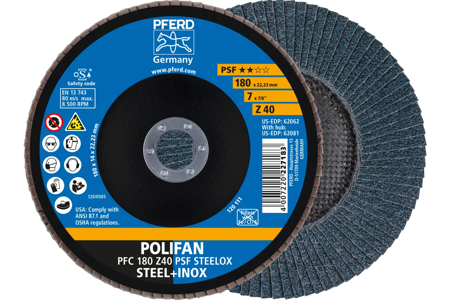 Disc lamelar frontal (POLIFAN) PFC 180 Z 40 PSF STEELOX