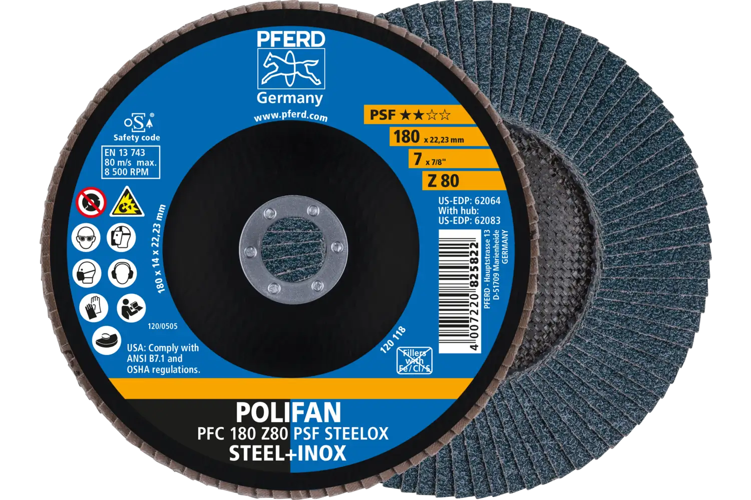 Disc lamelar frontal (POLIFAN) PFC 180 Z 80 PSF STEELOX