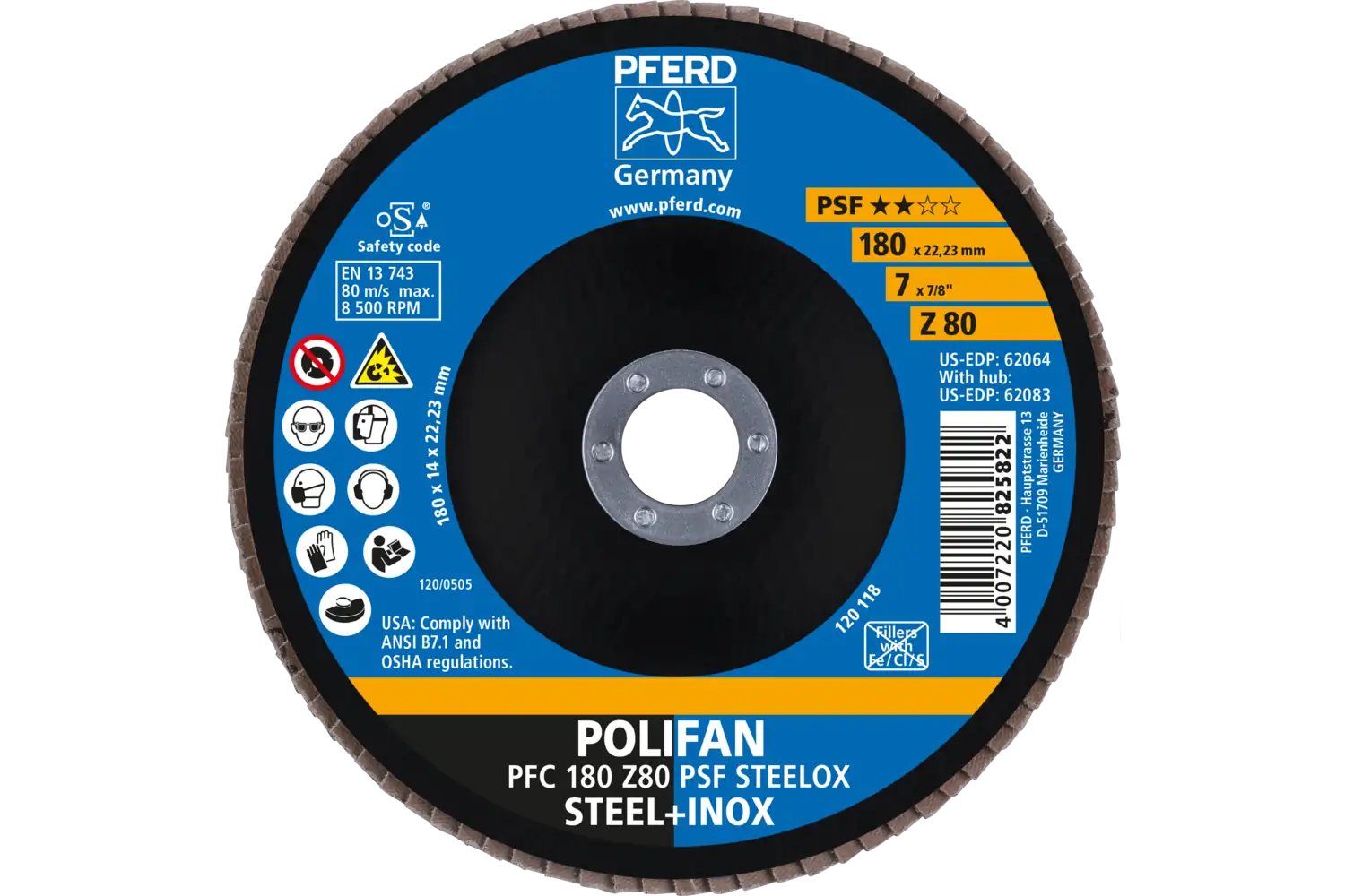 Disc lamelar frontal (POLIFAN) PFC 180 Z 80 PSF STEELOX