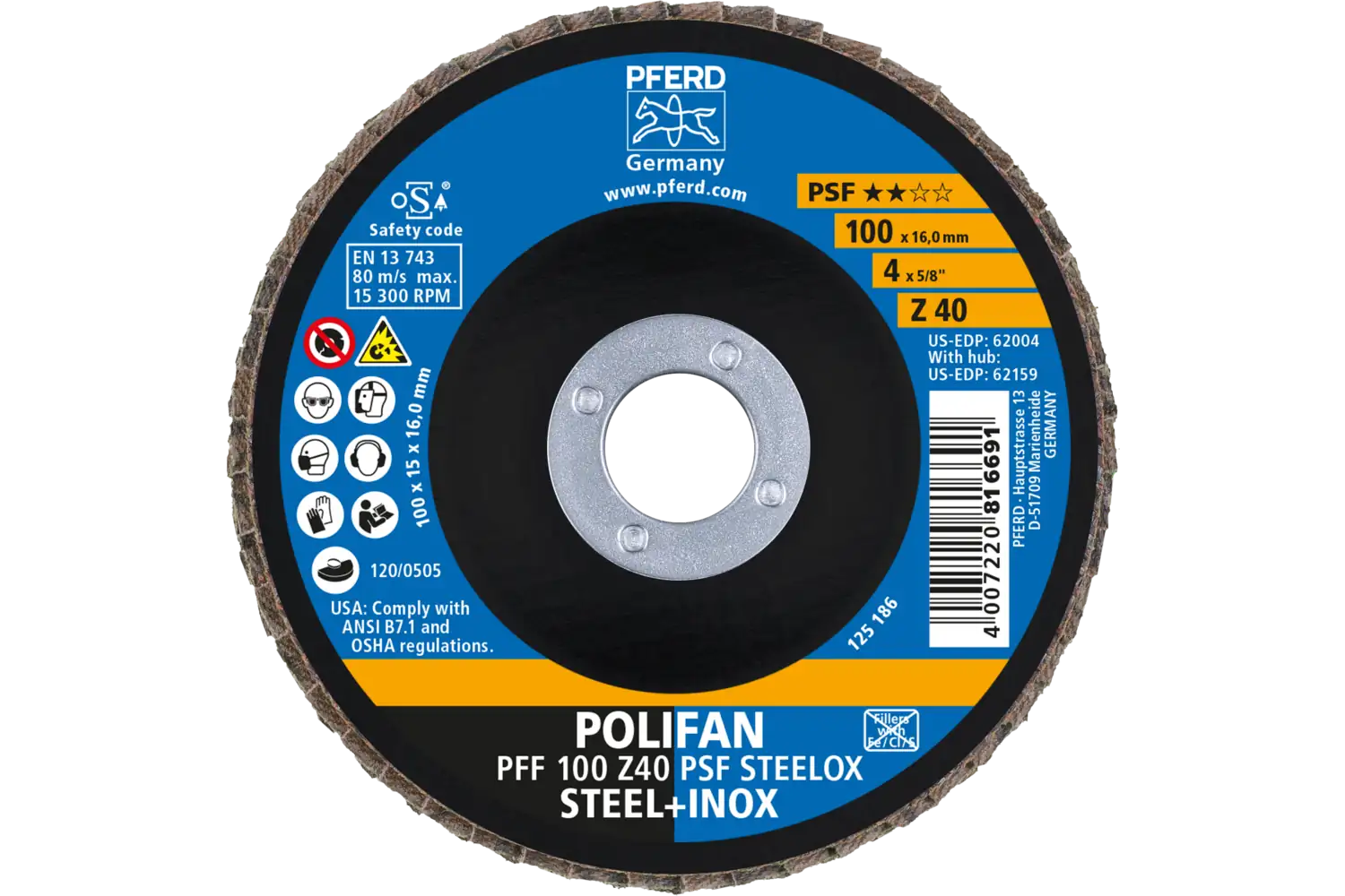Disc lamelar frontal (POLIFAN) PFF 100 Z 40 PSF STEELOX/16,0 2